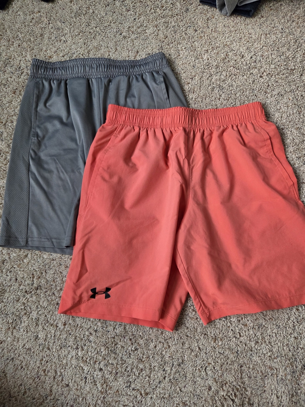 Under Armour Boys Coral and Gray Athletic Shorts Duo